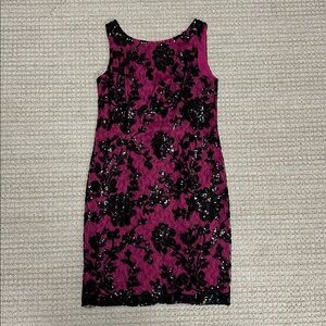 Pink with black sequined lace overlay Studio One dress